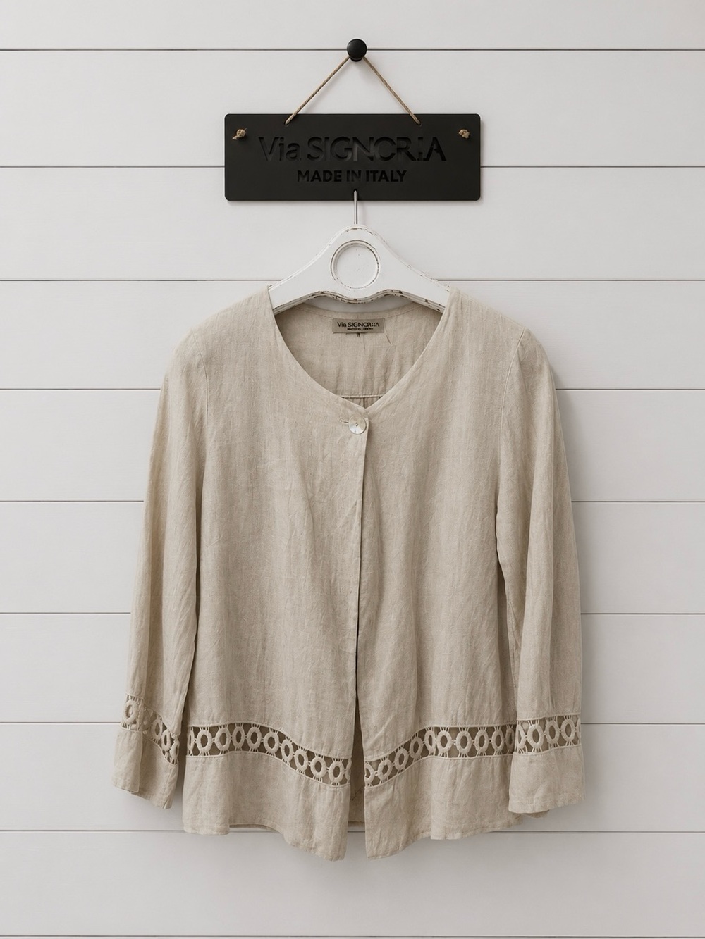 VIA SIGNORIA – Linen Cardigan (Made in Italy) Small